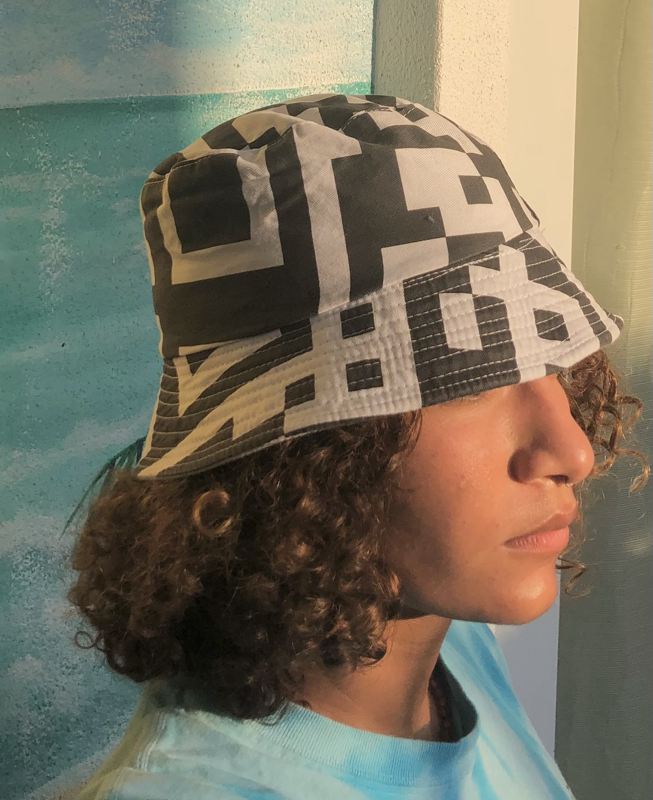 Bold Black and White Geometric Code Abstract Cotton Graphic 2024 for Fisherman Sun Gamer Monochrome Pattern Unique Bucket Hat Music Code Hat, Trendy with Raves, for Cap Cool QR QR Design Unisex